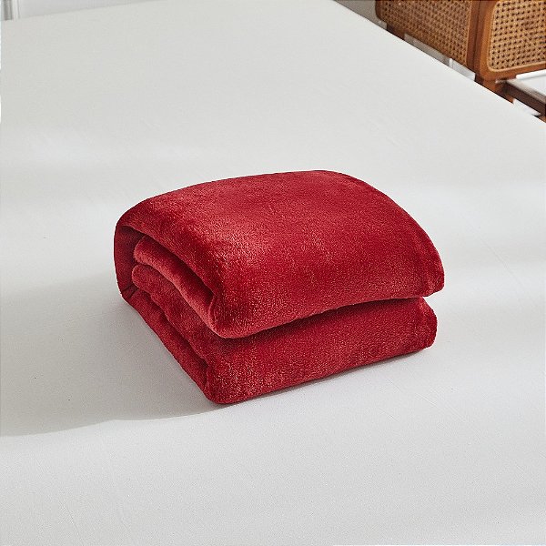 Manta Cobertor Casal Microfibra Fleece Toque Macio 180x200 Cm - Vermelho