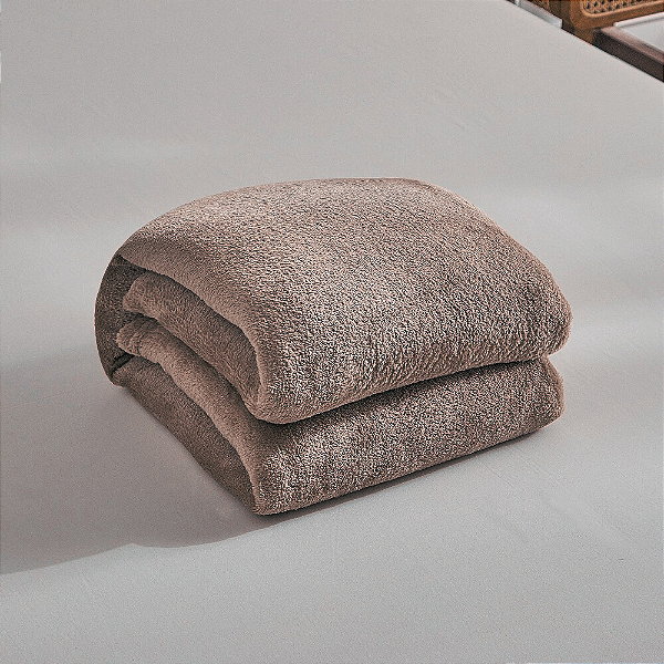 Manta Cobertor Casal Microfibra Fleece Toque Macio 180x200 Cm - Marrom
