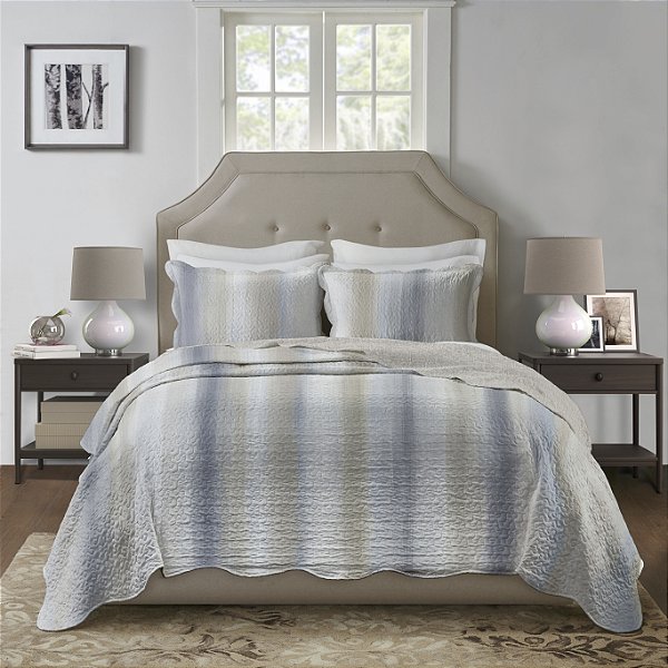 Kit Colcha Cobre Leito Queen Boutis Estampa Arco Íris Azul Dupla Face 2,40 X 2,60