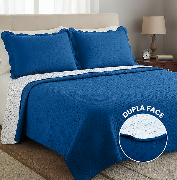 Kit Cobre Leito - Colcha 4 Estações -  Queen - Dupla Face -  Viena - 3 Peças