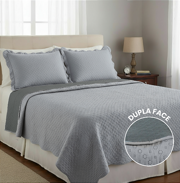 Kit Cobre Leito - Colcha 4 Estações -  King - Dupla Face -  Roma - 3 Peças