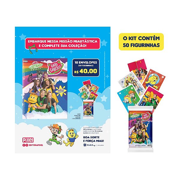 Livro Kit de 10 envelopes com 50 cromos - Álbum oficial Gato Ga...