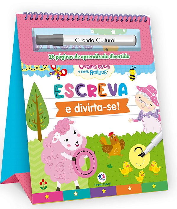 Livro Ovelha Rosa - escreva e apague espiral