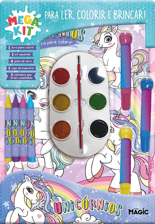 Livro Unicórnios - Ler, Colorir E Brincar