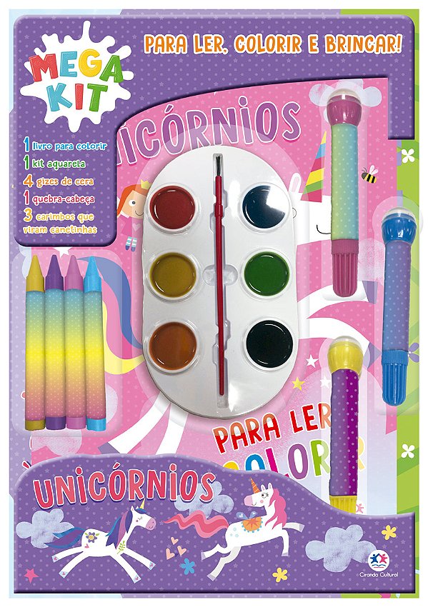 Livro Unicórnios - Ler, colorir e brincar