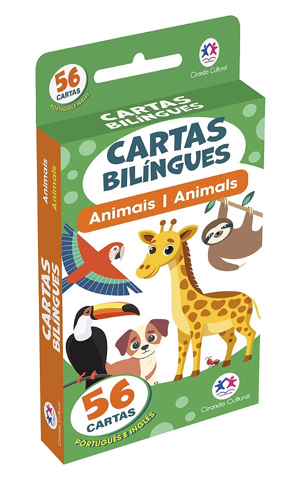 Livro Flash Cards Cartas Bilíngues - Animais - Animals