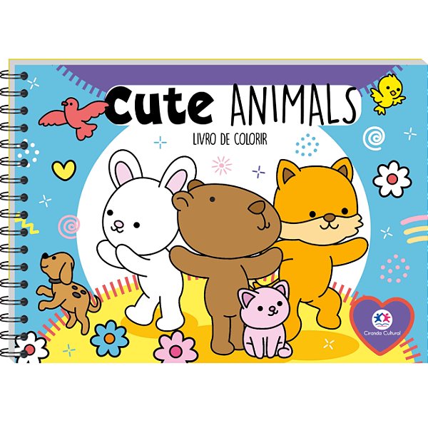 Livro Cute Animals - Livro de Colorir