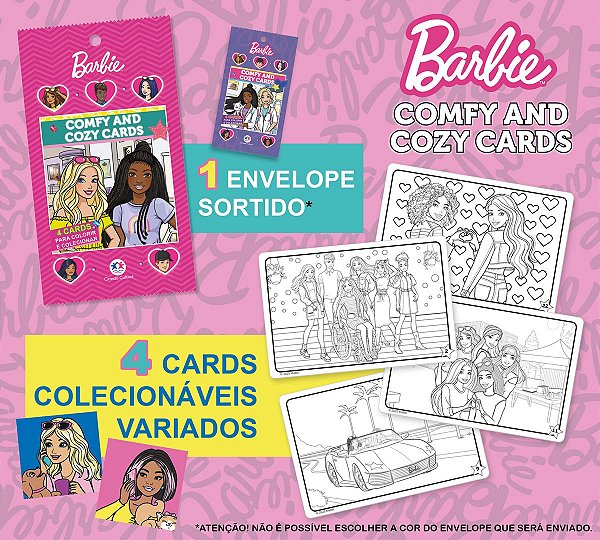 Livro Barbie - Comfy and Cozy 4 Cards para colorir e colecionar