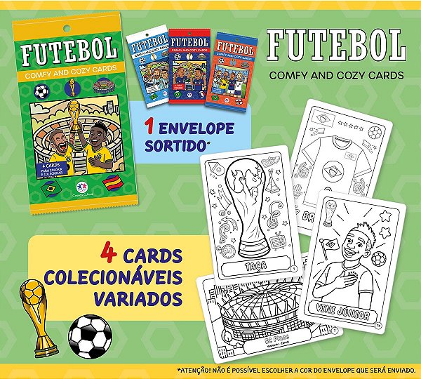 Livro Futebol - Comfy and Cozy 4 Cards para colorir e coleciona...
