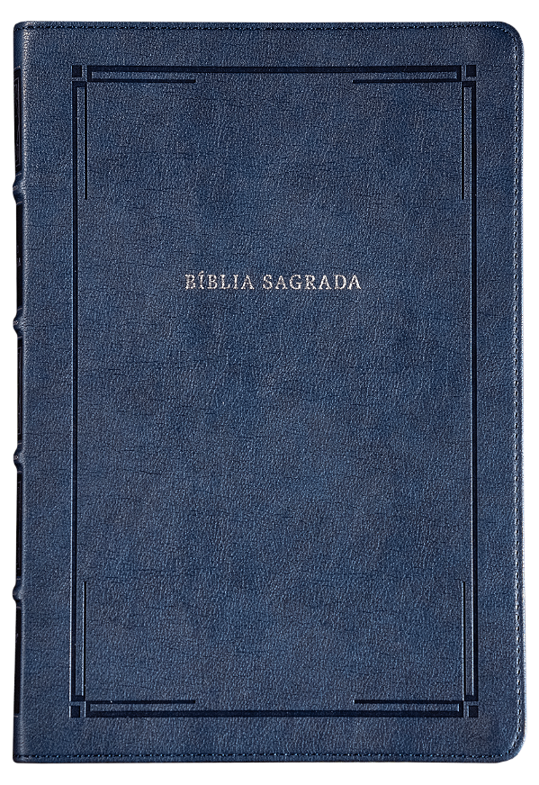 Livro Bíblia Slim Nvi, Letra Grande, Couro-Soft Azul, Luxo, Bar...