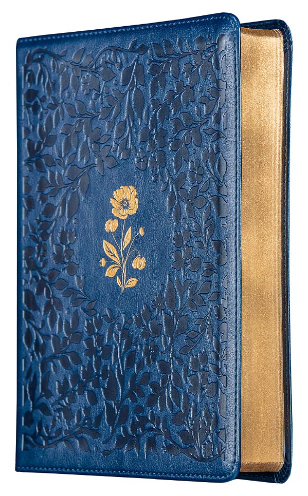 Livro Bíblia Acf Com Espaço Para Anotações, Couro-Soft Azul Com...
