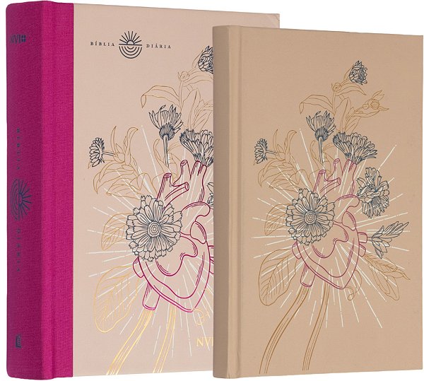 Livro Bíblia Diária, Nvi, Tecido Sobre Capa Dura, Coração Flori...