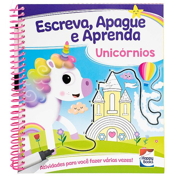 Livro Escreva, Apague e Aprenda: Unicórnios