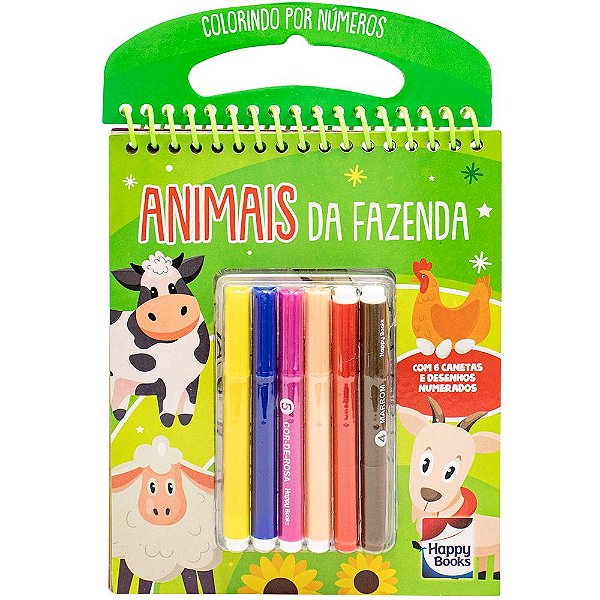 Livro Colorindo por Números: Animais da Fazenda