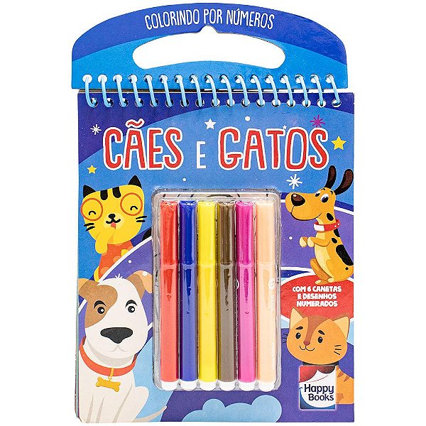 Livro Colorindo por Números: Cães e Gatos