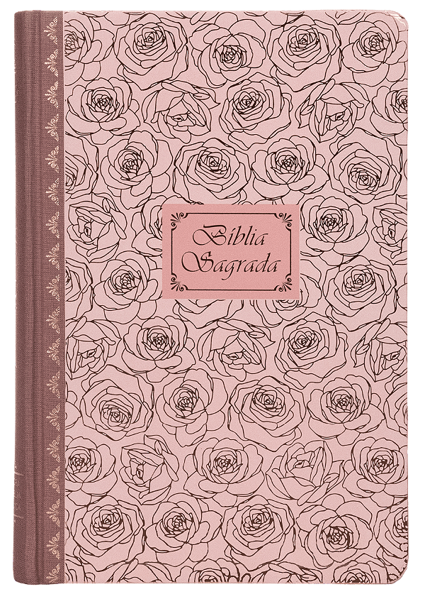 Livro Bíblia Sagrada Católica, Letra Grande, Rosas, Capa ...