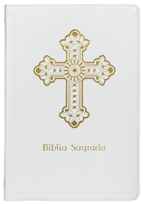 Livro Bíblia Sagrada Católica, Letra Grande, Cruz, Couro-...