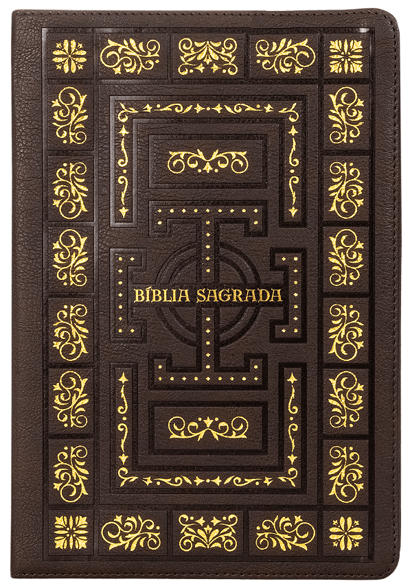Livro Bíblia Sagrada Católica, Letra Grande, Molduras, Co...