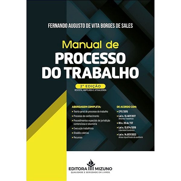Livro Manual De Processo Do Trabalho 2ª Edição 2025