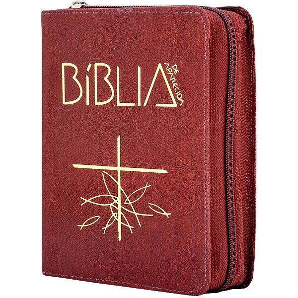 Livro Biblia De Aparecida Media - Ziper Marrom