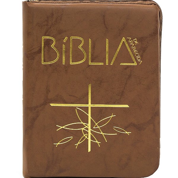 Livro Bíblia De Aparecida - Bolso Zíper Flexível Marrom