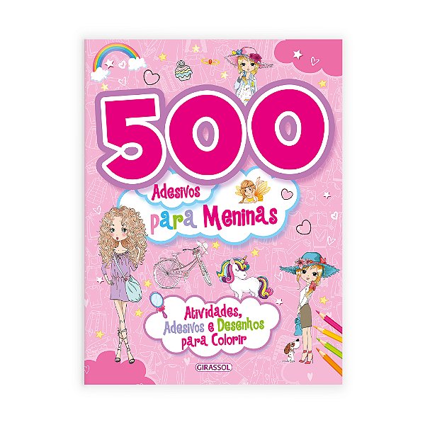 Livro 500 Adesivos Para Meninas - Rosa