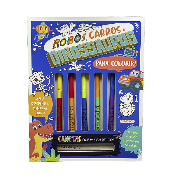 Livro Mania Colorida: Robôs, Carros E Dinossauros - Para Colori...