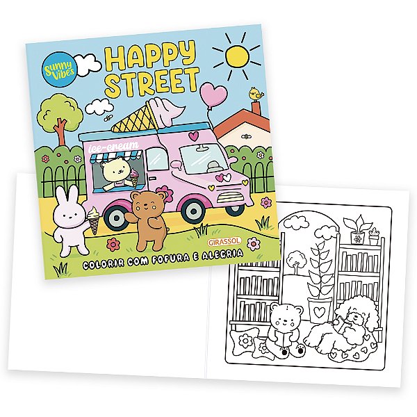 Livro Sunny Vibes - Happy Street - Colorir Com Fofura E A...