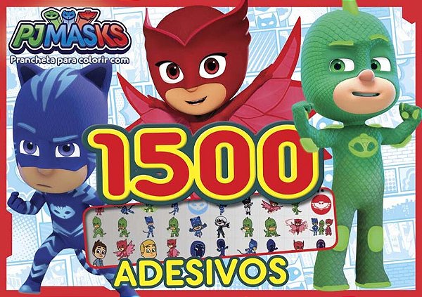 Livro PJ Masks - Prancheta para colorir com 1500 adesivos