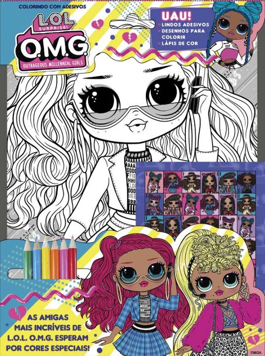 Livro L.O.L. Surprise! OMG - Colorindo com adesivos