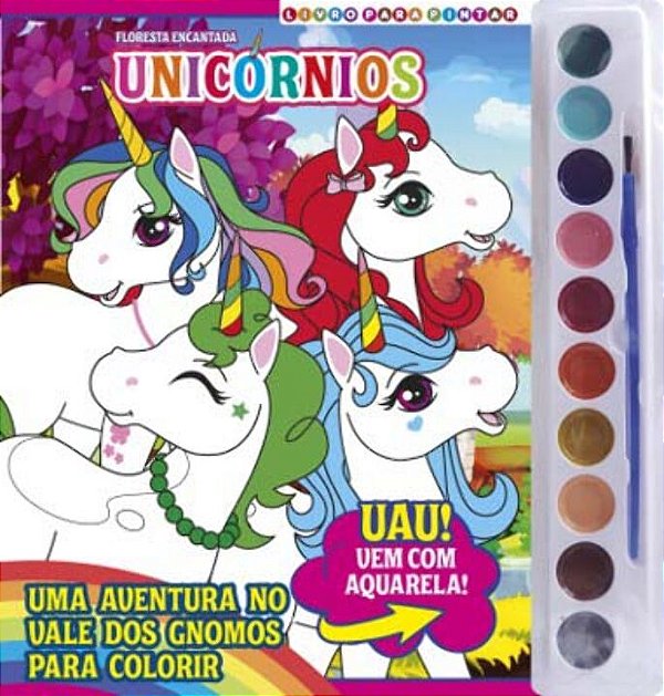 Livro Unicórnios - Livro para pintar com aquarela