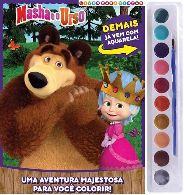 Livro Masha e o Urso - Livro para pintar com aquarela