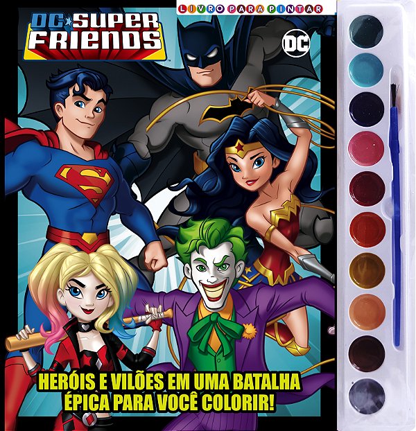 Livro DC Super Friends - Livro para pintar com aquarela