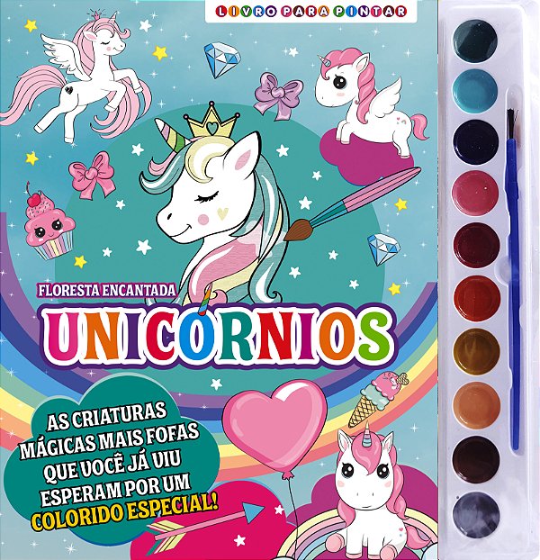 Livro Floresta encantada Unicórnios - Livro para pintar c...