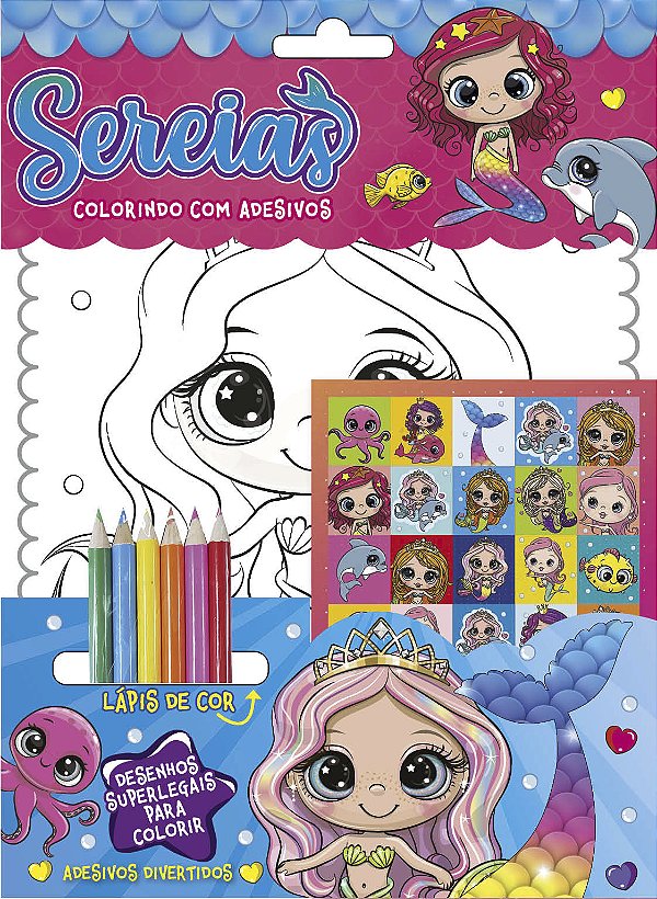 Livro Sereia Colorindo com Adesivos