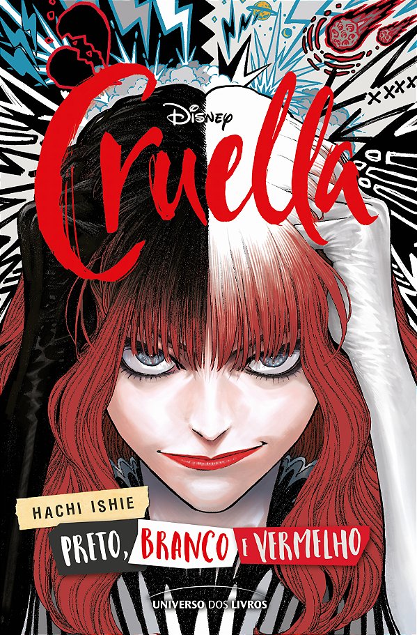 Livro Cruella: preto, branco, vermelho