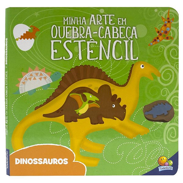 Livro Minha arte em quebra-cabeça estêncil - Dinossauros
