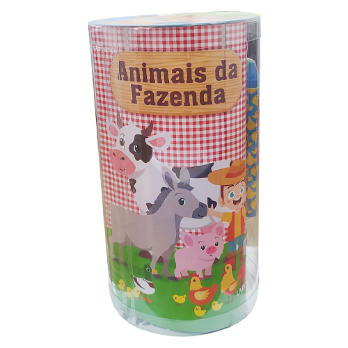 Livro Mini Tubo Histórias Para Colorir - Animais Da Fazenda