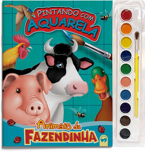 Livro Animais da fazendinha: pintando com aquarela