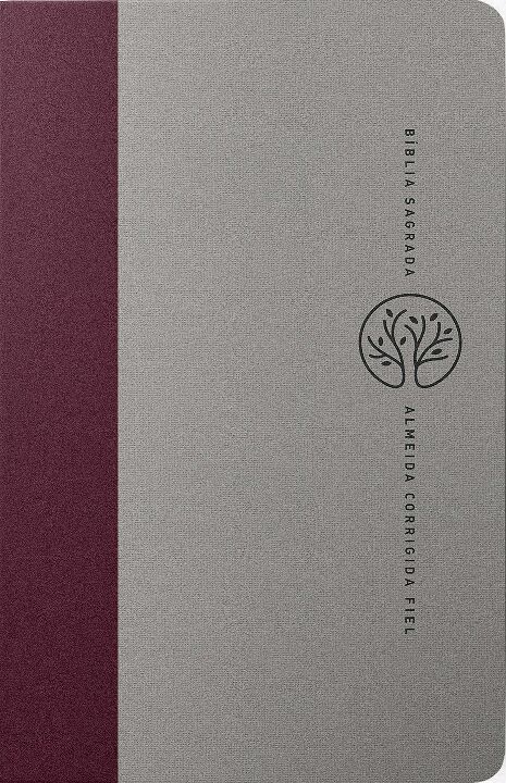 Livro Bíblia Sagrada ACF, Tecido, Vermelho e Cinza, Leitu...