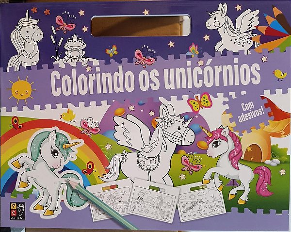 Livro Colorindo - unicornios com adesivos