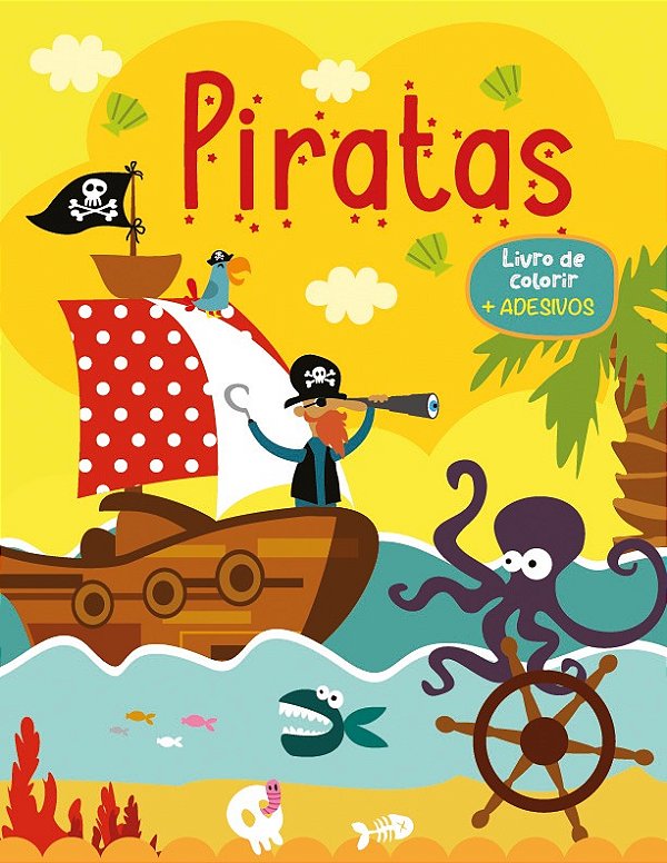 Livro Livro de colorir com adesivos - Piratas
