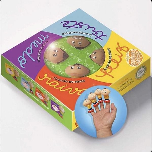 Livro Blister - Sentimentos E Emocoes Dedoche 4 Bonecos