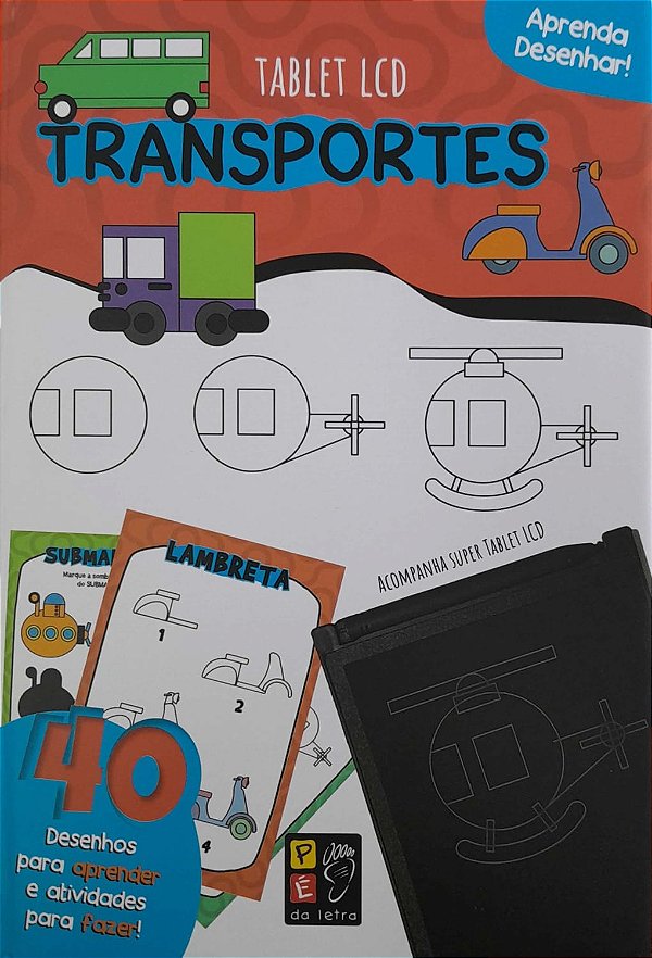 Livro Aprenda desenhar! Transportes (acompanha Tablet LCD...