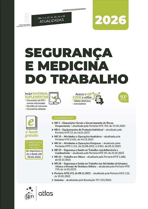 Livro Segurança e Medicina do Trabalho - 93ª Edição 2026