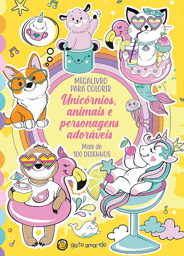Livro Megalivro para colorir: unicórnios, animais e personagens...