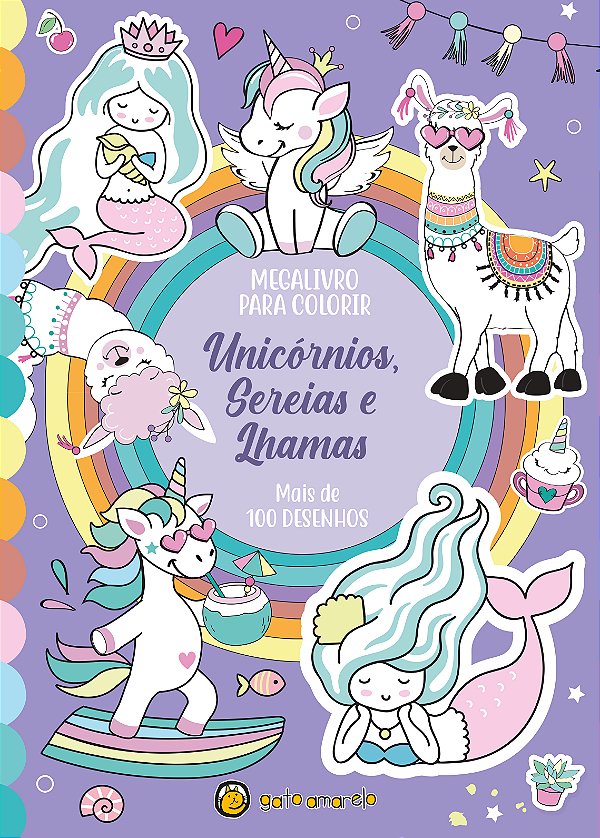 Livro Megalivro para colorir: unicórnios, sereias e lhamas