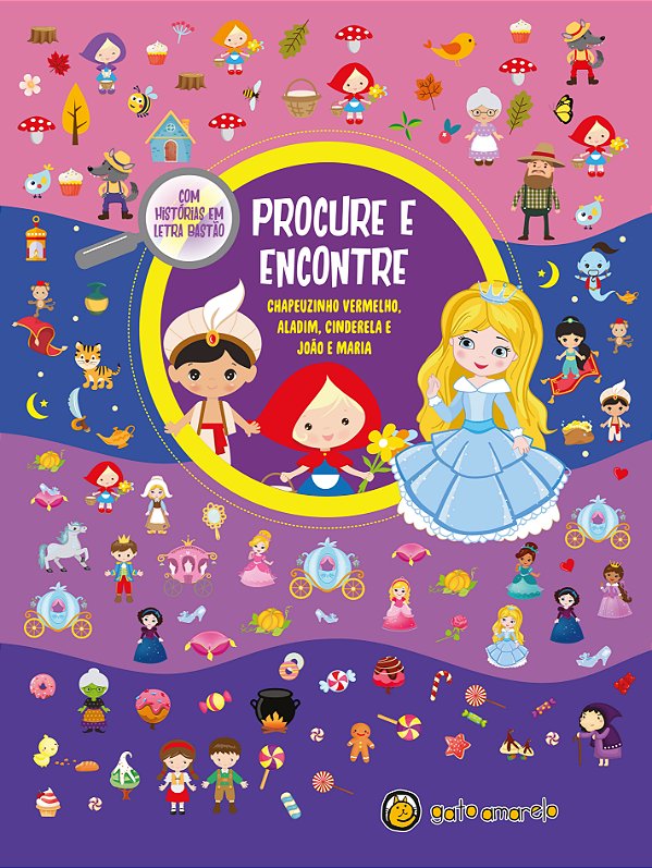 Livro Procure e encontre: Chapeuzinho vermelho, Aladim, C...