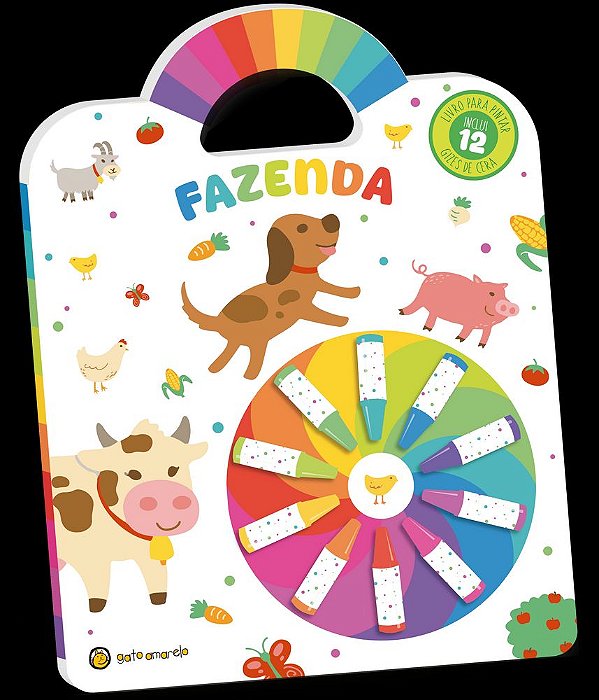 Livro Cata-Vento colorido - Fazenda: Livro para pintar c/ 12 gi...