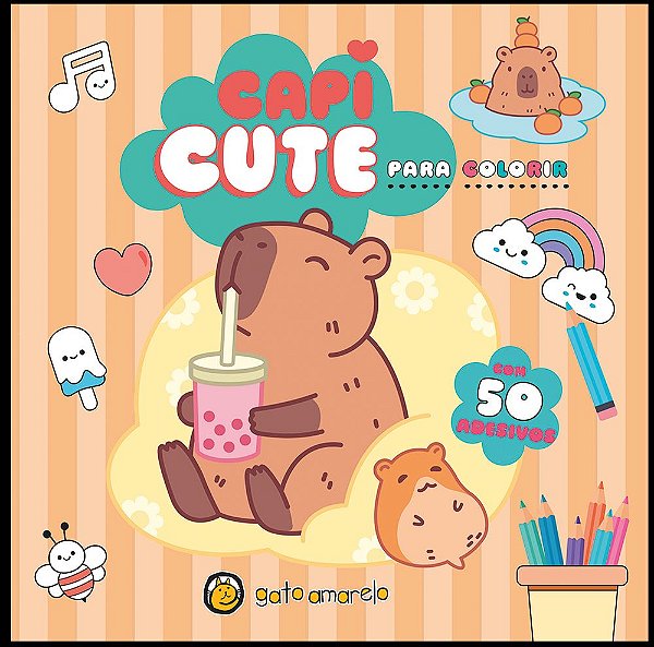 Livro Capi Fun para colorir: capivara para colorir com 50 adesi...